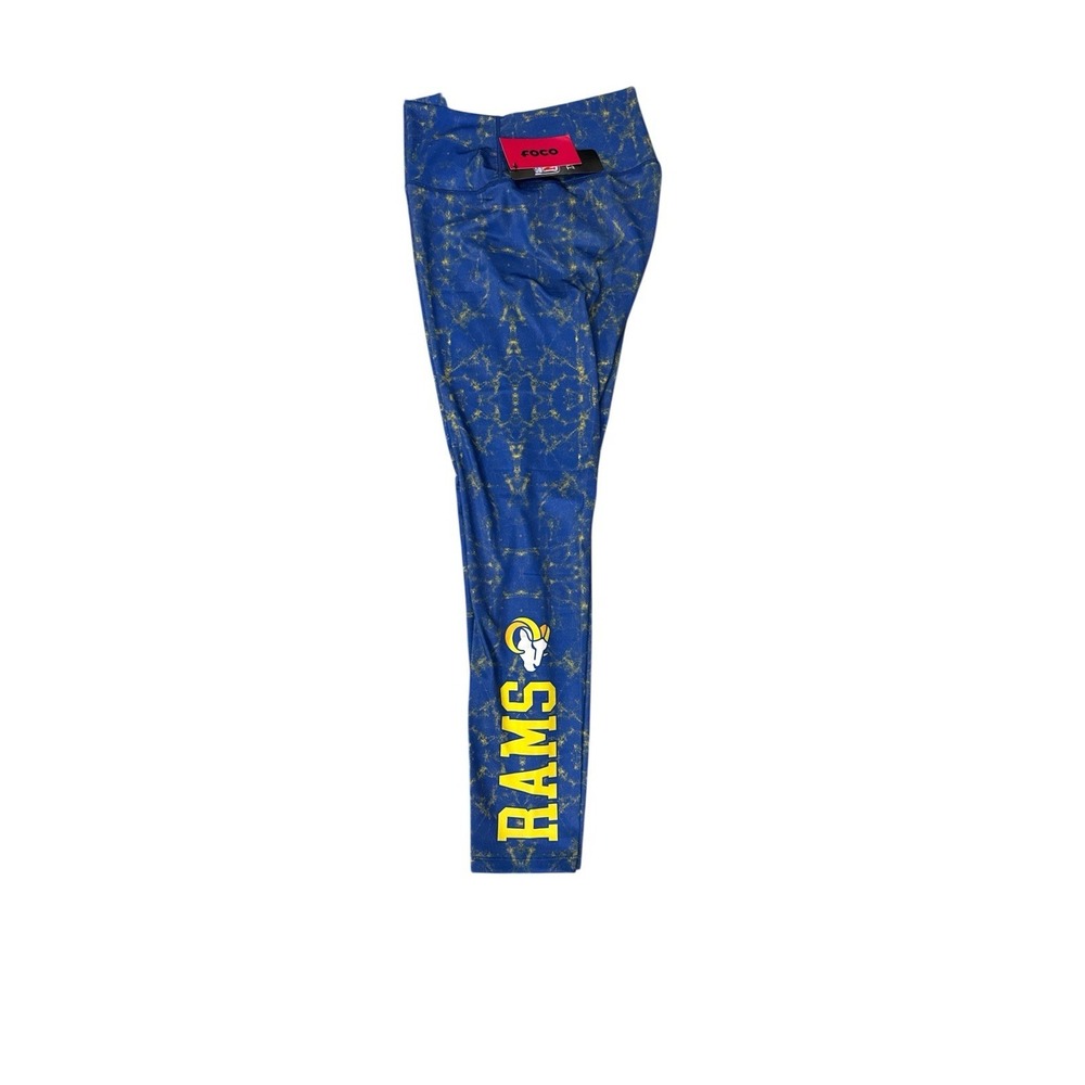 FOCO Leggings Women XL Blue Good LA Rams NFL Marble‎ Print High Waisted Athletic